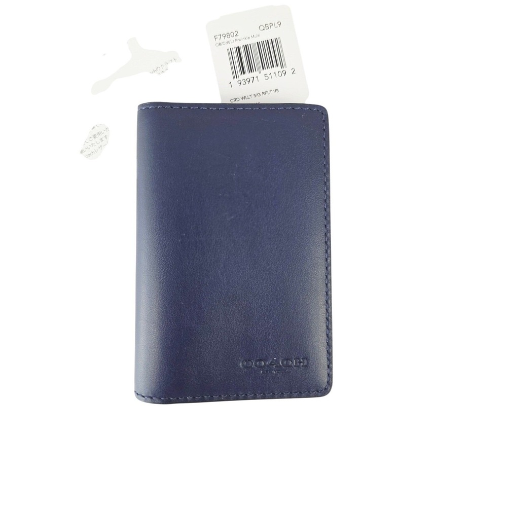 Coach Card Wallet Signature Reflective Midnight Periwinkle Multi Leather